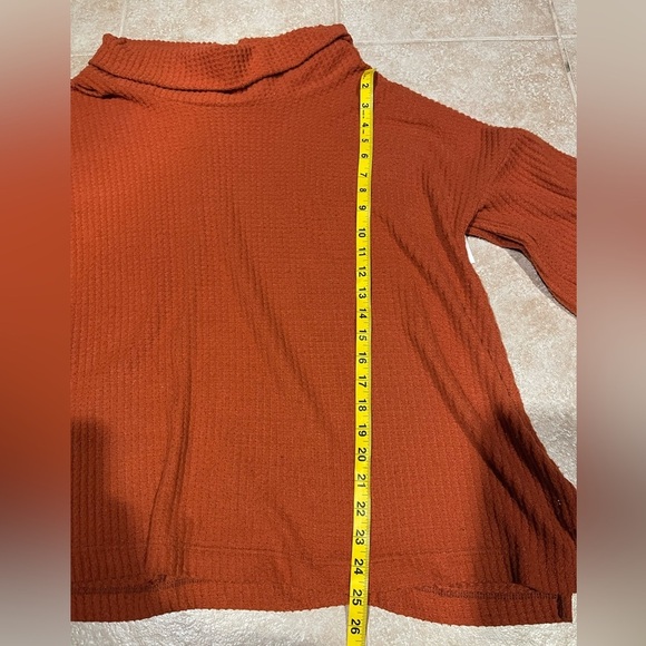Anthropologie Sunday in Brooklyn Burnt Orange Waffle Knit Pullover Sweater Large - Picture 5 of 8